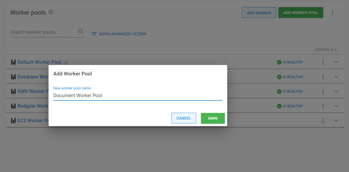 The dialog for naming a new worker pool