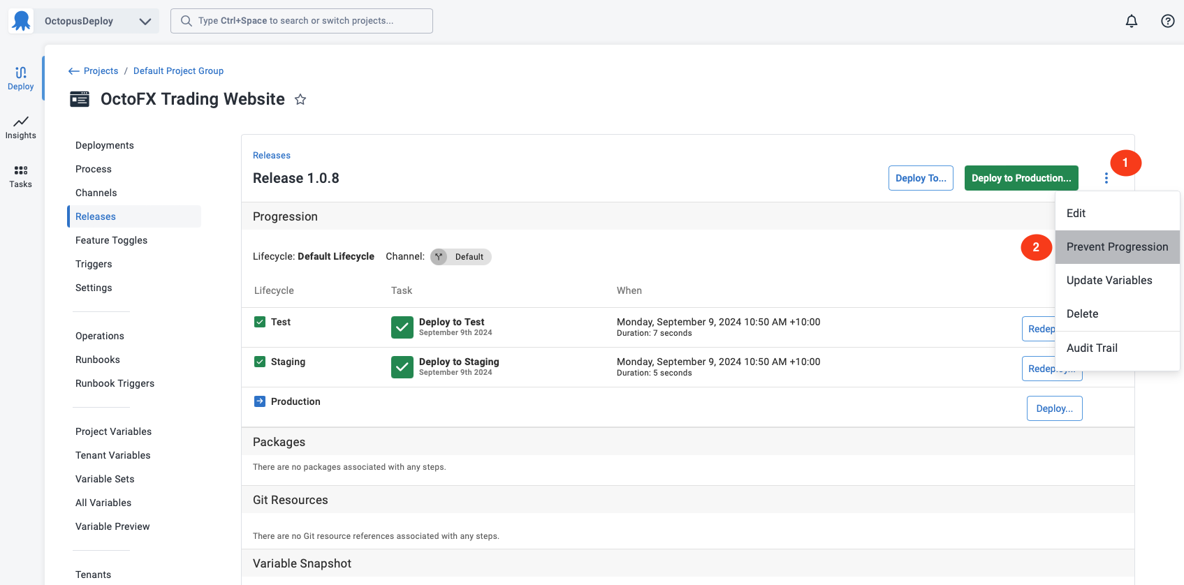 The Prevent Progression option